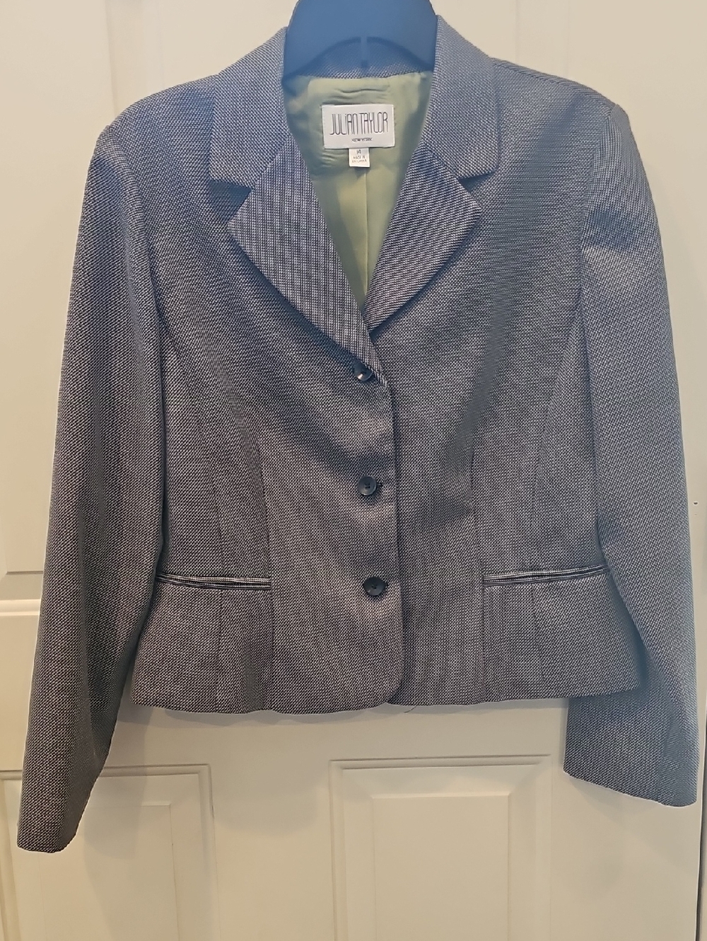 Julian Taylor Black and Gray Herringbone Tailored Blazer